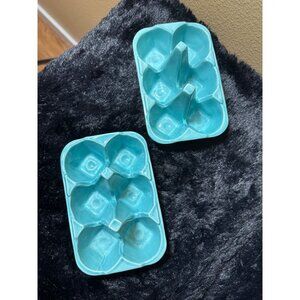 Ceramic Egg Holder Trays  Teal Blue Color  Set Of 2  6 Slots Each
